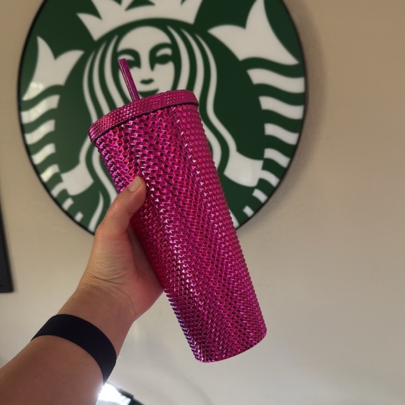 Starbucks Sangria Bling Studded Magenta Metallic Chrome Pink Tumbler - Picture 2 of 4